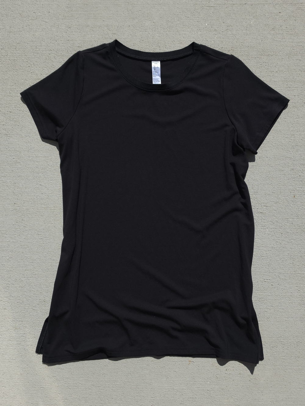 SPANX Crewneck Short Sleeve Split Hem Black T-Shirt Women's Size Medium Casual